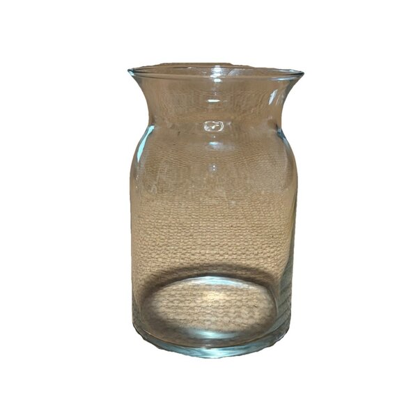 Unmarked Other - Vintage Large Clear Glass Milk Jug Style Flower Vase Large